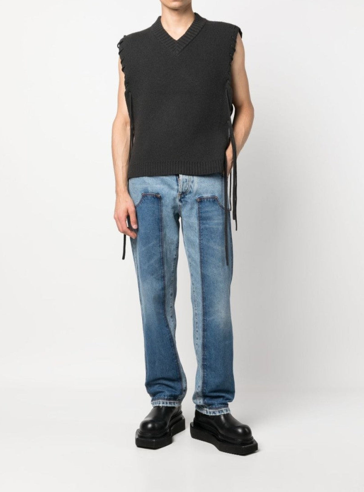 Straight-leg denim trousers - Blue