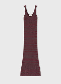 MAUVE MICRO-CHECK KNITTED LONG DRESS