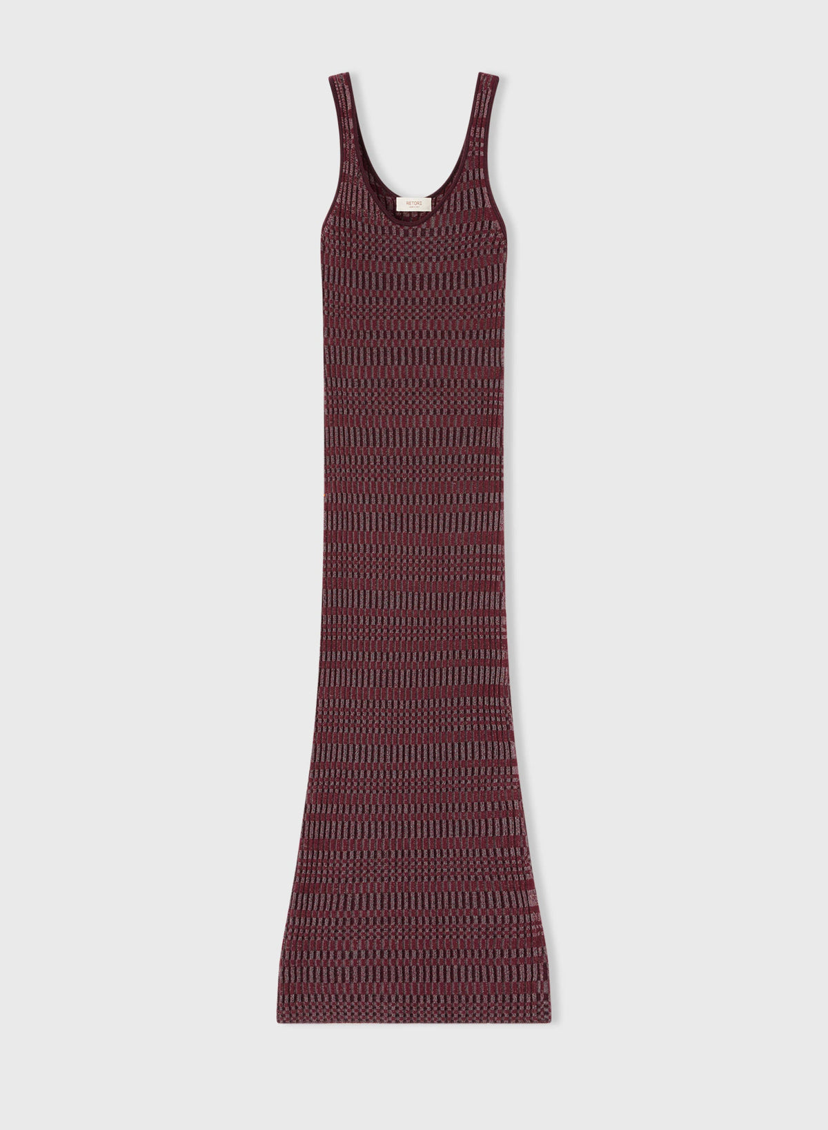 MAUVE MICRO-CHECK KNITTED LONG DRESS