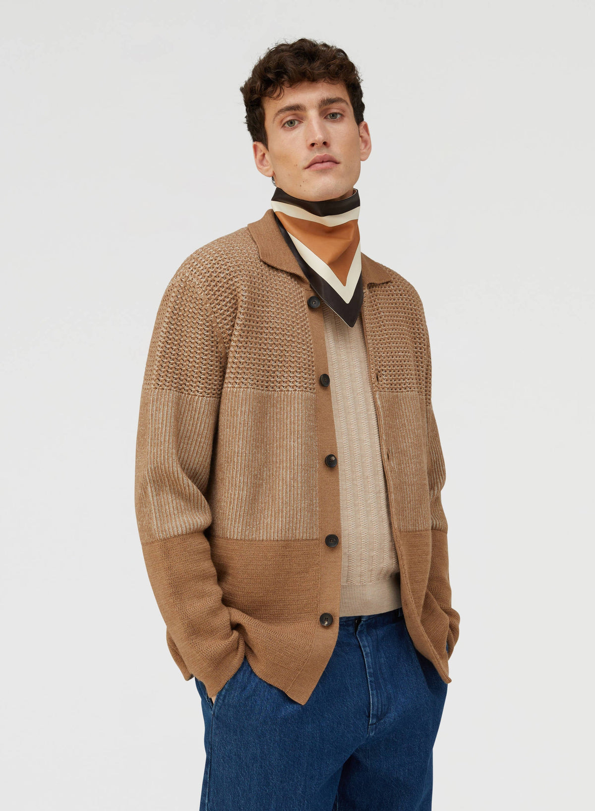 NATURAL KNITTED OVERSHIRT
