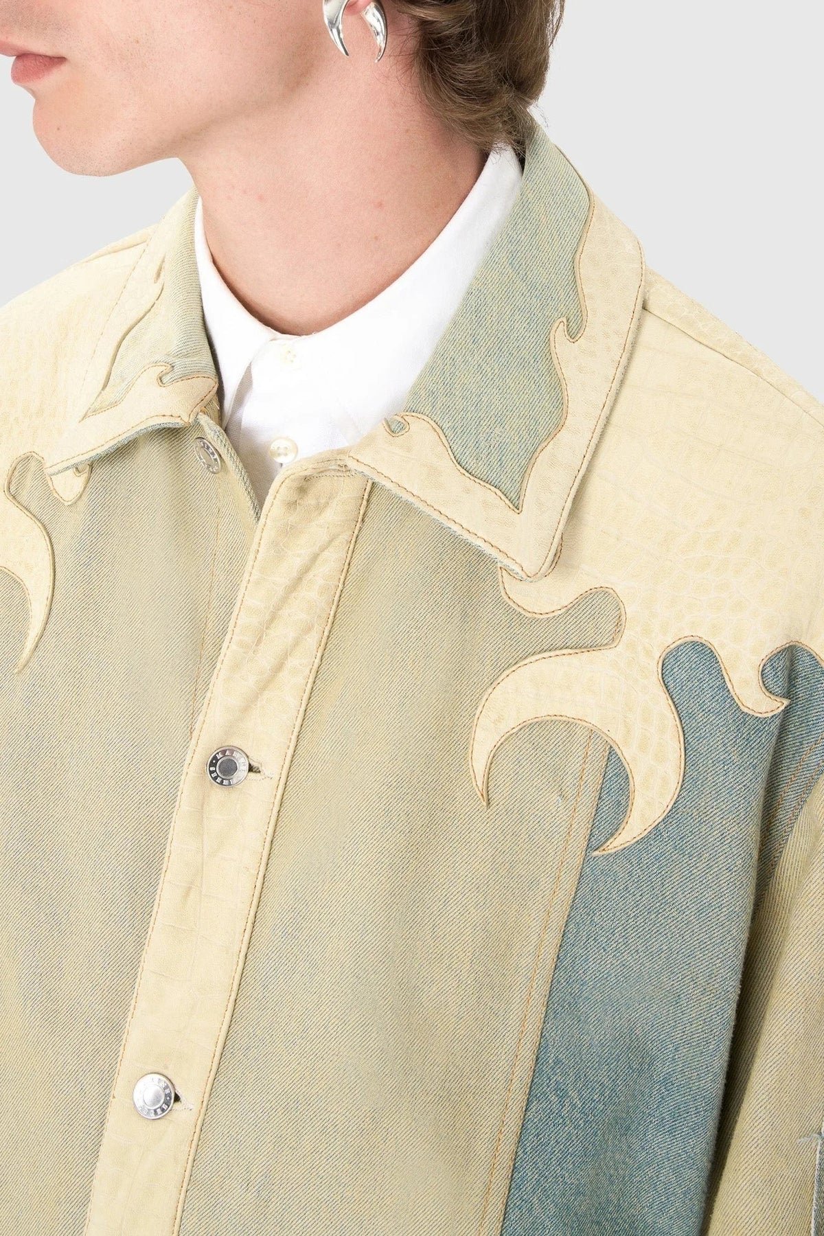 Regenerated Denim Trucker Jacket - Beige