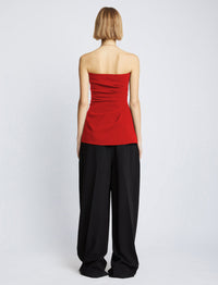 Top bustier à fronces - Red