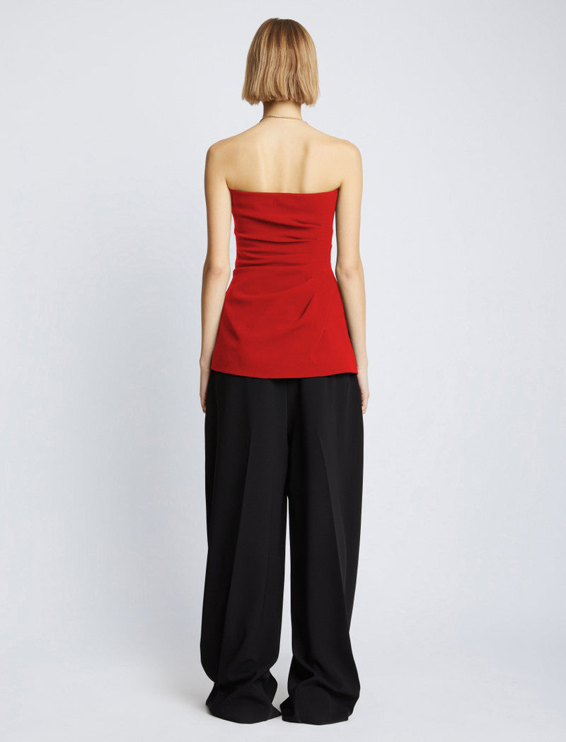 Top bustier à fronces - Red