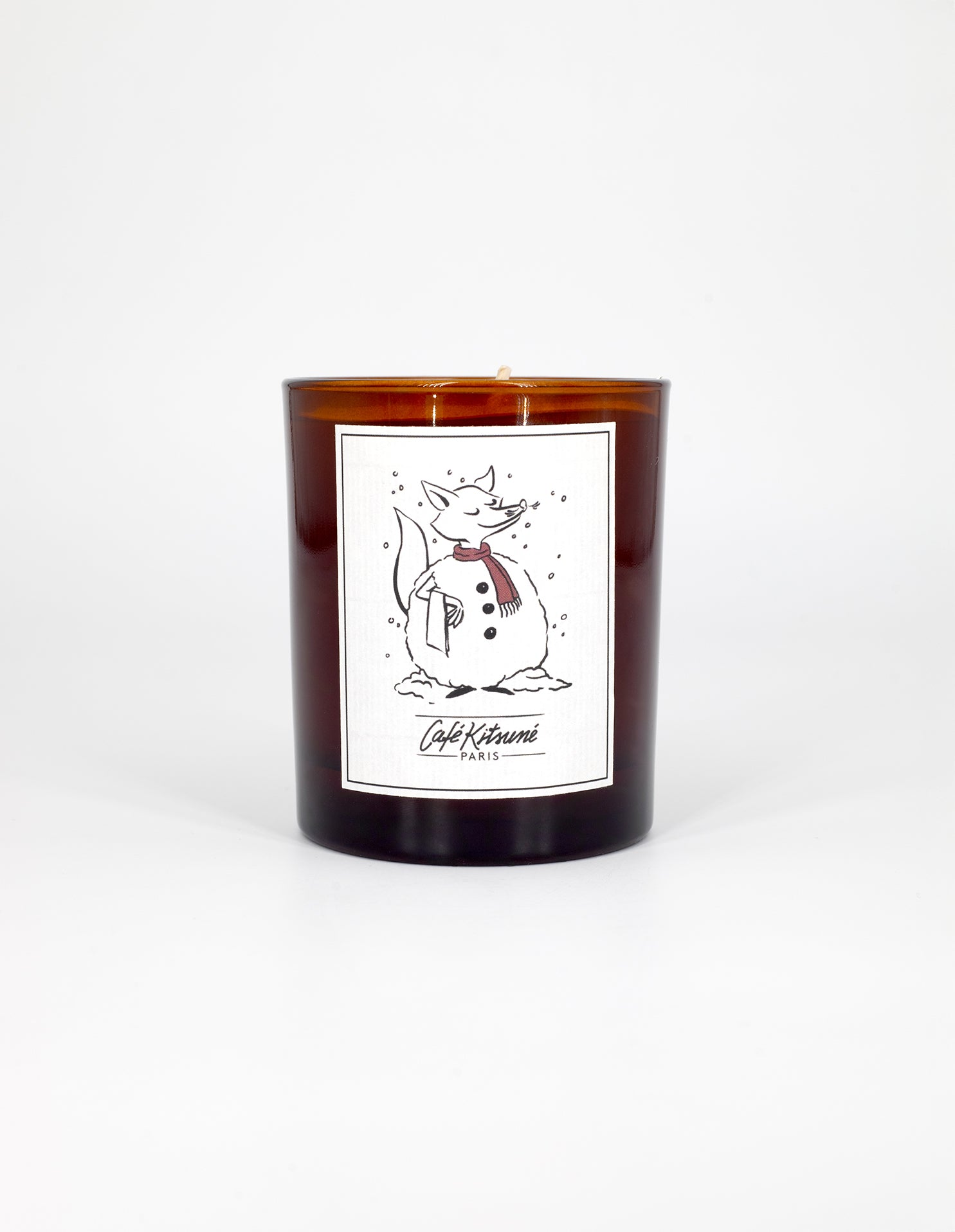 Barista Fox Snowman Candle - Brown