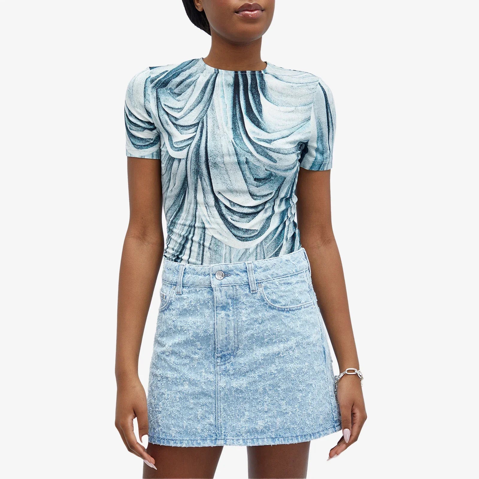 Drape effect T-shirt - Drappe Bleu