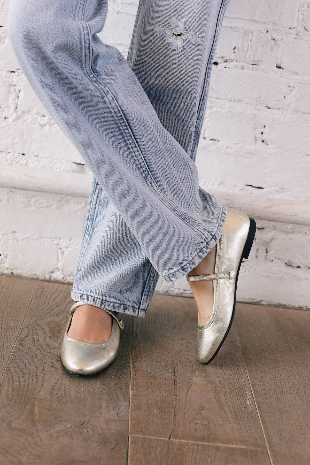 NEW // Babies Les Georges en cuir - Dore