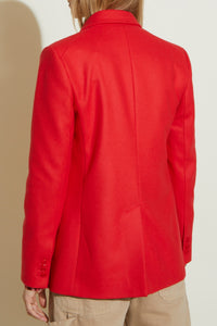 Blazer coupe droite à boutons en laine - Red