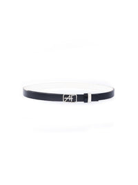 Ceinture fine en cuir à boucle logo en métal - Blue