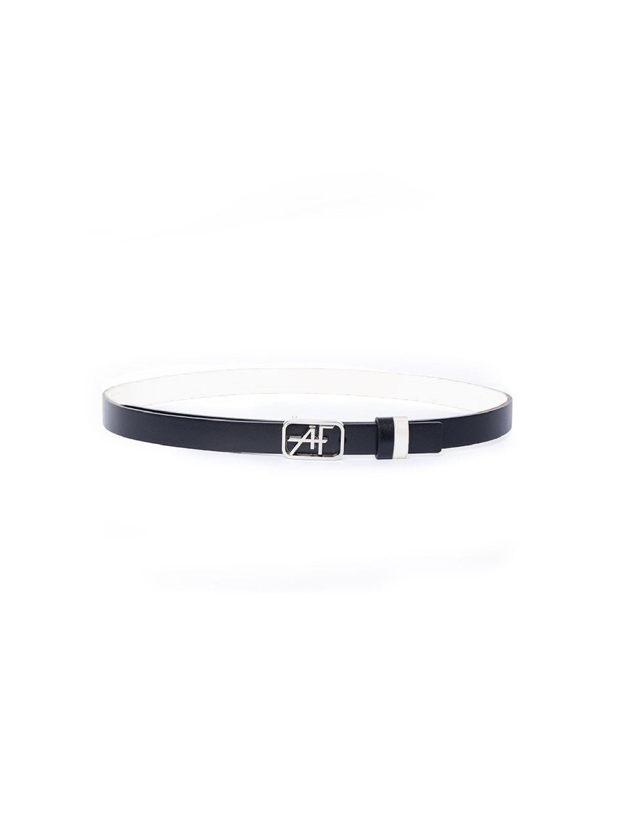 Ceinture fine en cuir à boucle logo en métal - Blue
