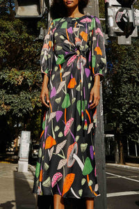 Robe midi Mushrooms Piping - Multicolore