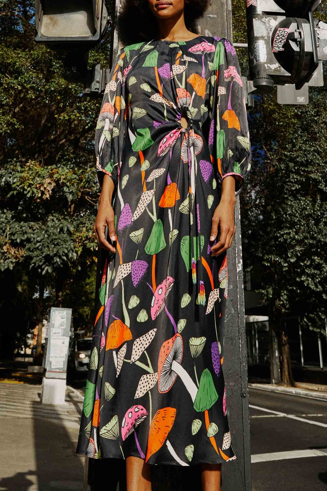 Robe midi Mushrooms Piping - Multicolore