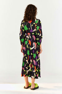 Mushrooms Piping Midi Dress - Multicoloured
