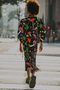 Robe midi Mushrooms Piping - Multicolore
