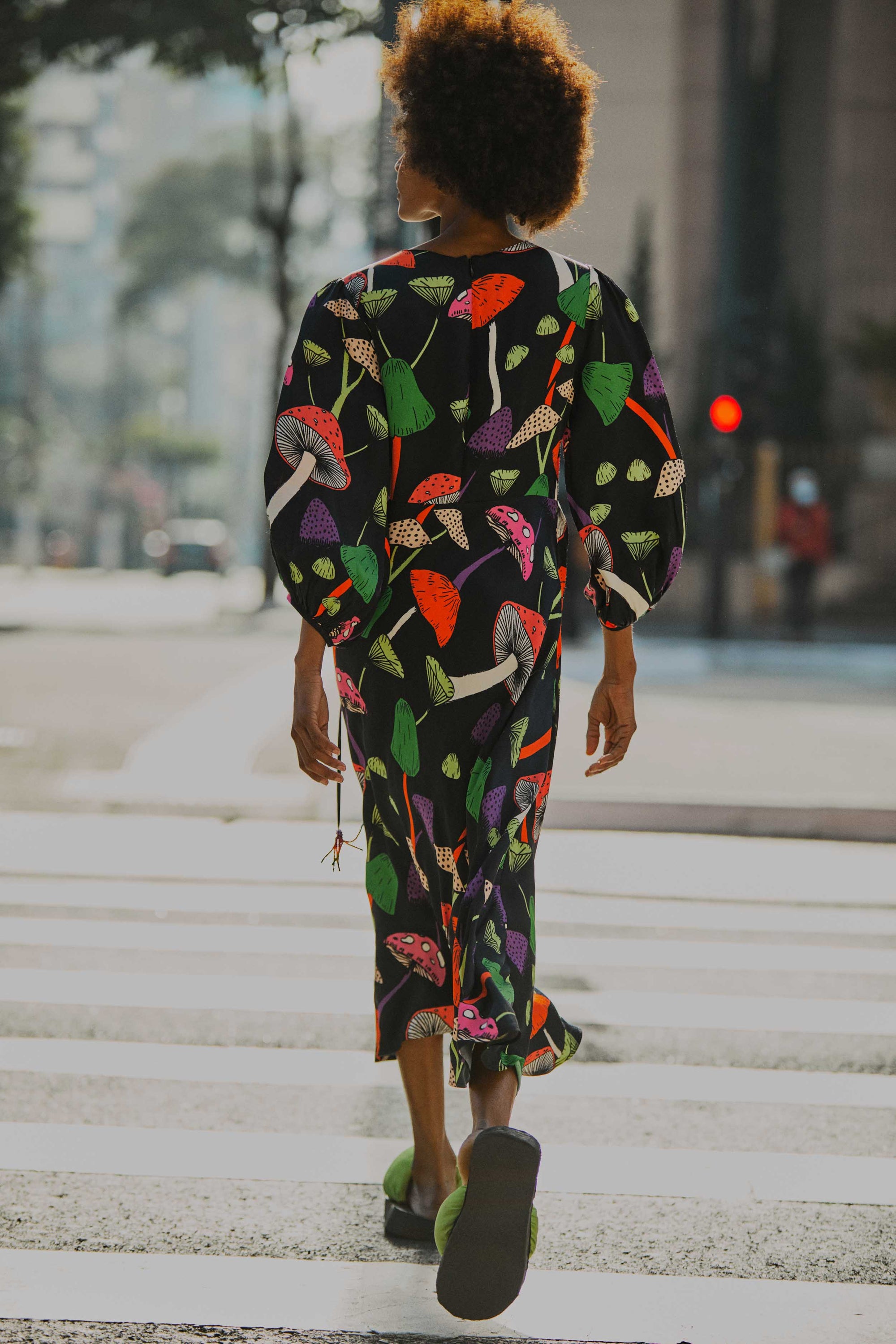 Robe midi Mushrooms Piping - Multicolore