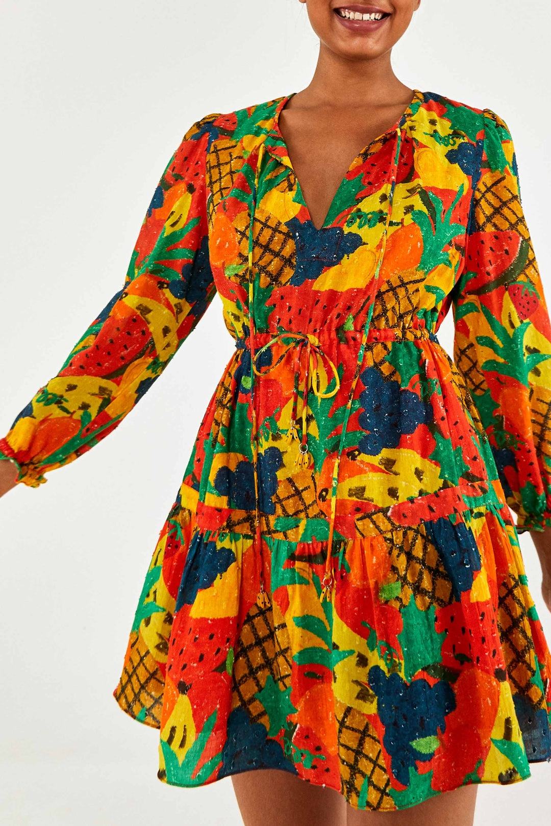 Robe courte Fruit Salad en coton - Multicolore