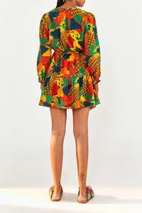 Robe courte Fruit Salad en coton - Multicolore