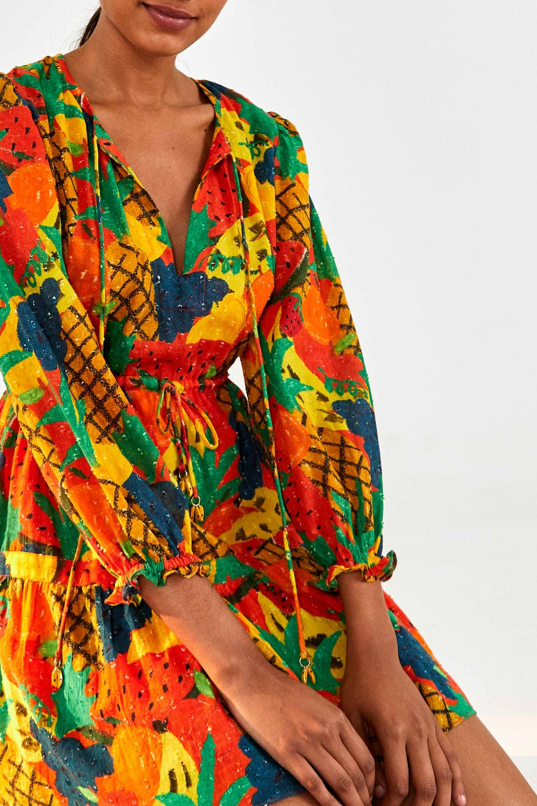 Robe courte Fruit Salad en coton - Multicolore