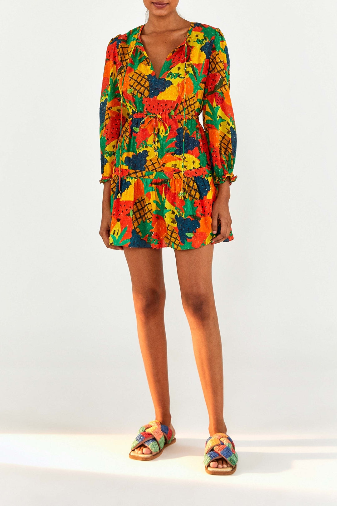 Robe courte Fruit Salad en coton - Multicolore