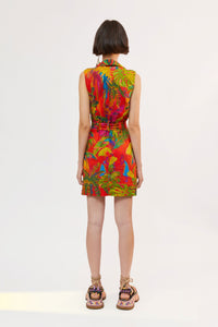 Robe courte Urban Jungle en lin - Multicolore