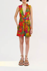Robe courte Urban Jungle en lin - Multicolore