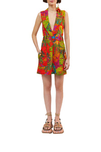 Robe courte Urban Jungle en lin - Multicolore