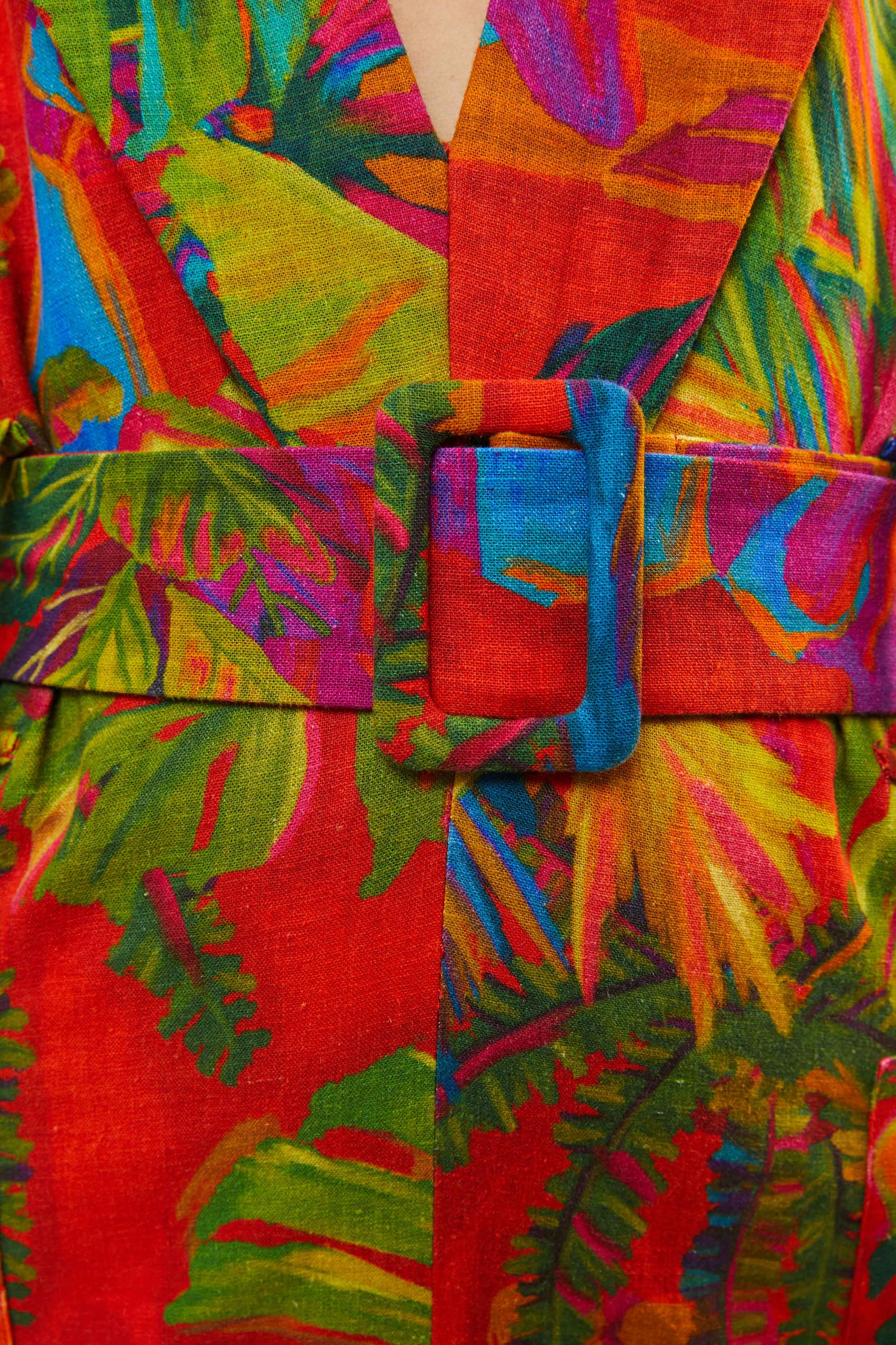 Robe courte Urban Jungle en lin - Multicolore