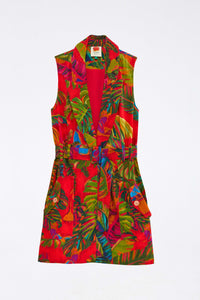 Robe courte Urban Jungle en lin - Multicolore