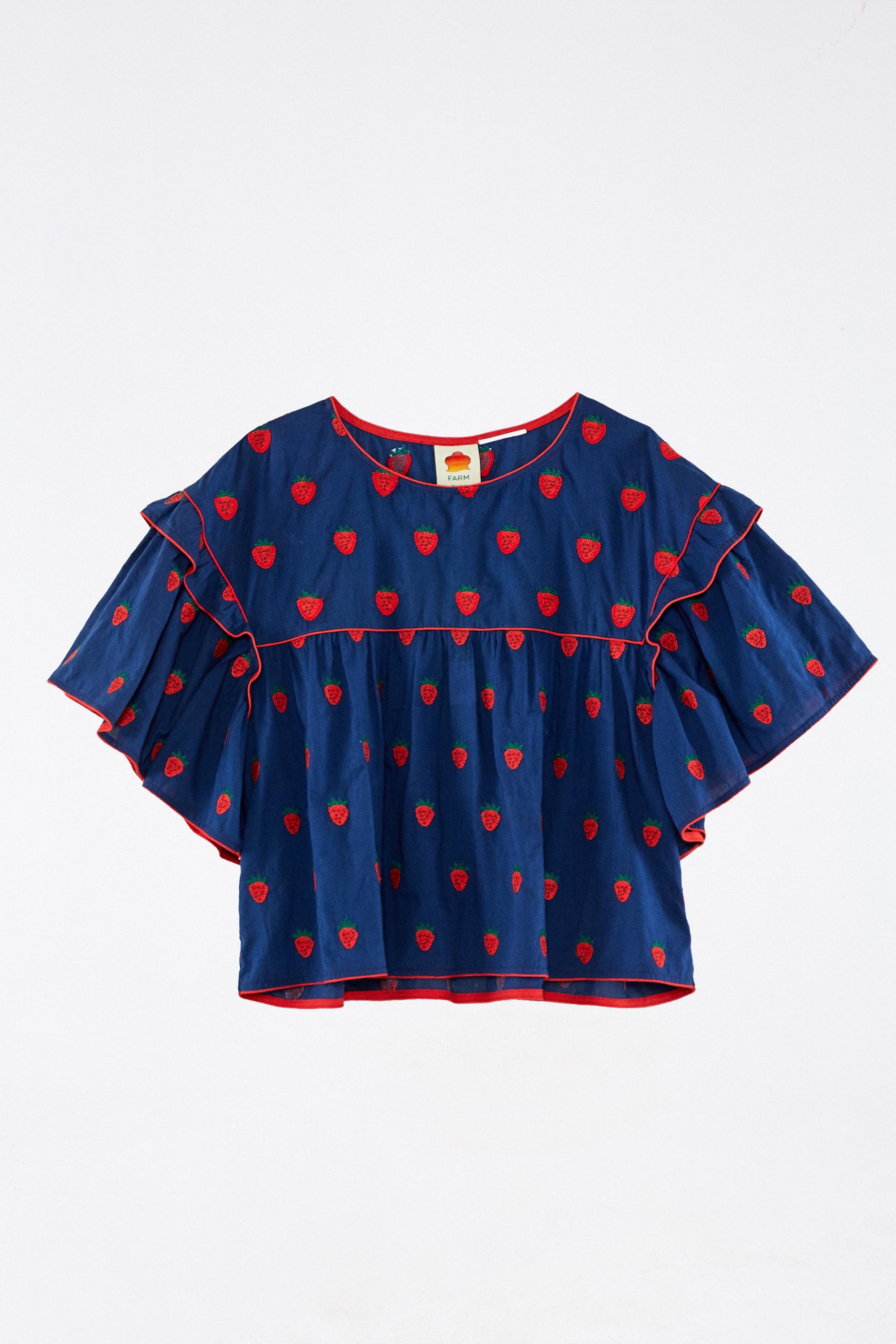 Strawberry Cross oversized cotton blouse - Blue