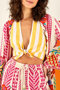 Cotton striped crop top - Yellow