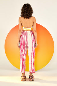 Cotton striped crop top - Yellow