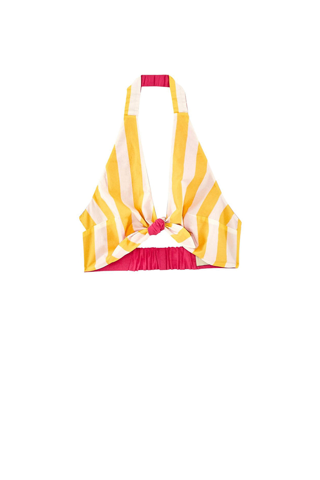 Cotton striped crop top - Yellow
