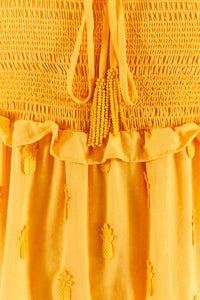 Robe midi à motif d'ananas en coton - Jaune