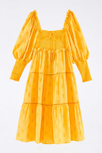 Robe midi à motif d'ananas en coton - Jaune
