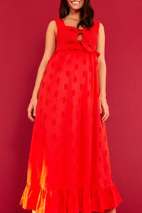 Robe longue à motif ananas en coton - Rouge