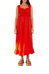 Robe longue à motif ananas en coton - Rouge