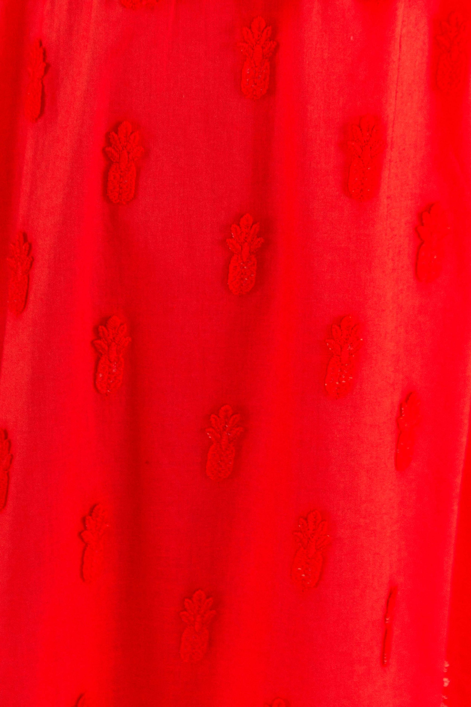 Robe longue à motif ananas en coton - Rouge