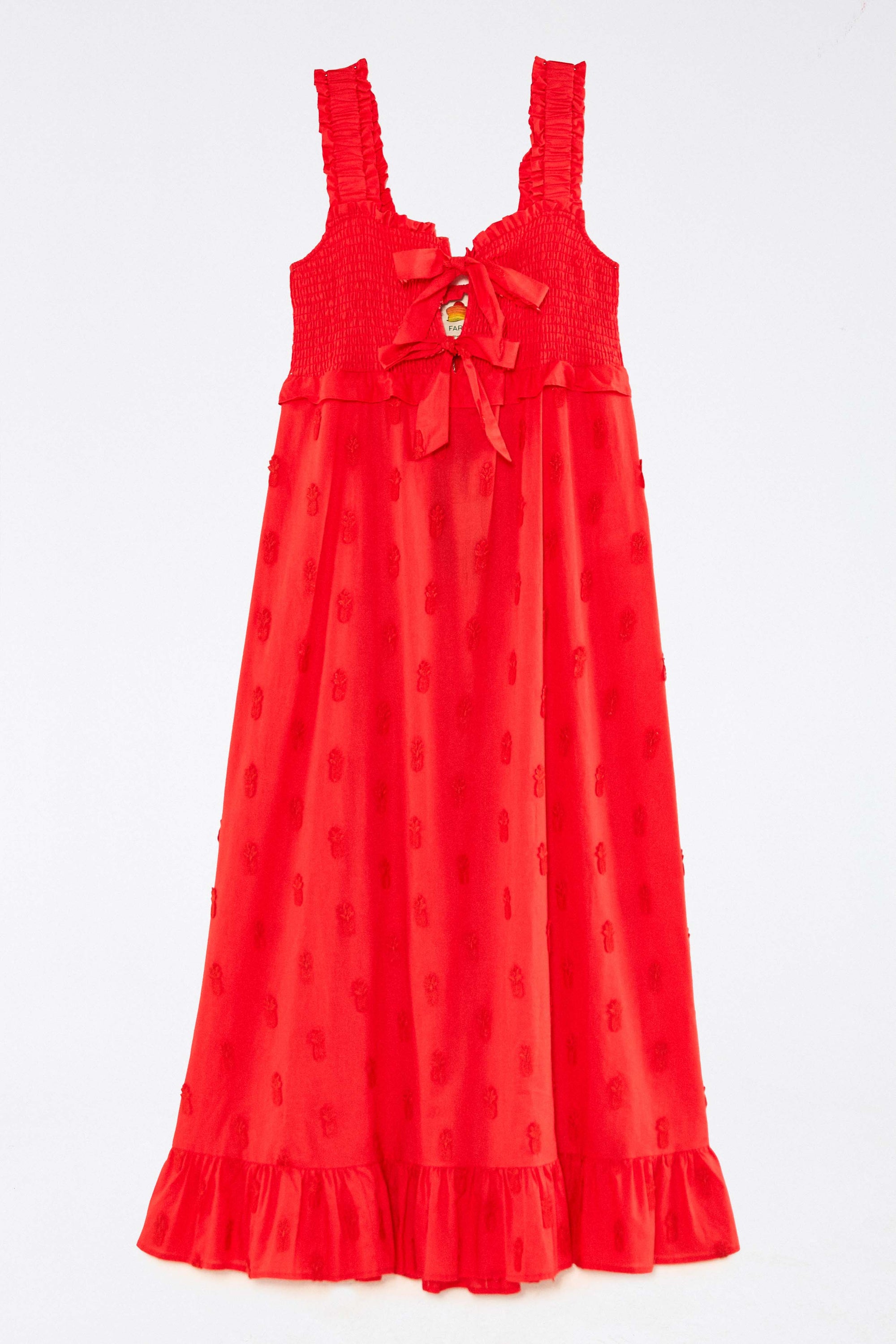 Robe longue à motif ananas en coton - Rouge