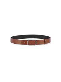 Ceinture en cuir texturé à boucle métallique - Brown