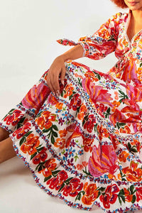 Spring Bananas cotton maxi dress - Red