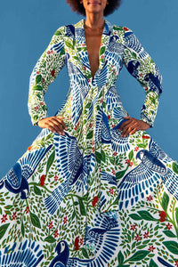 Robe longue Macaw Flight - Blanc