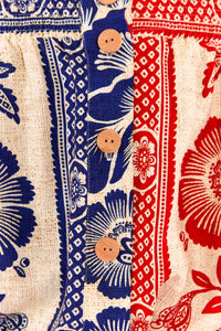 Robe courte Jardin d'ananas en lin - Rouge