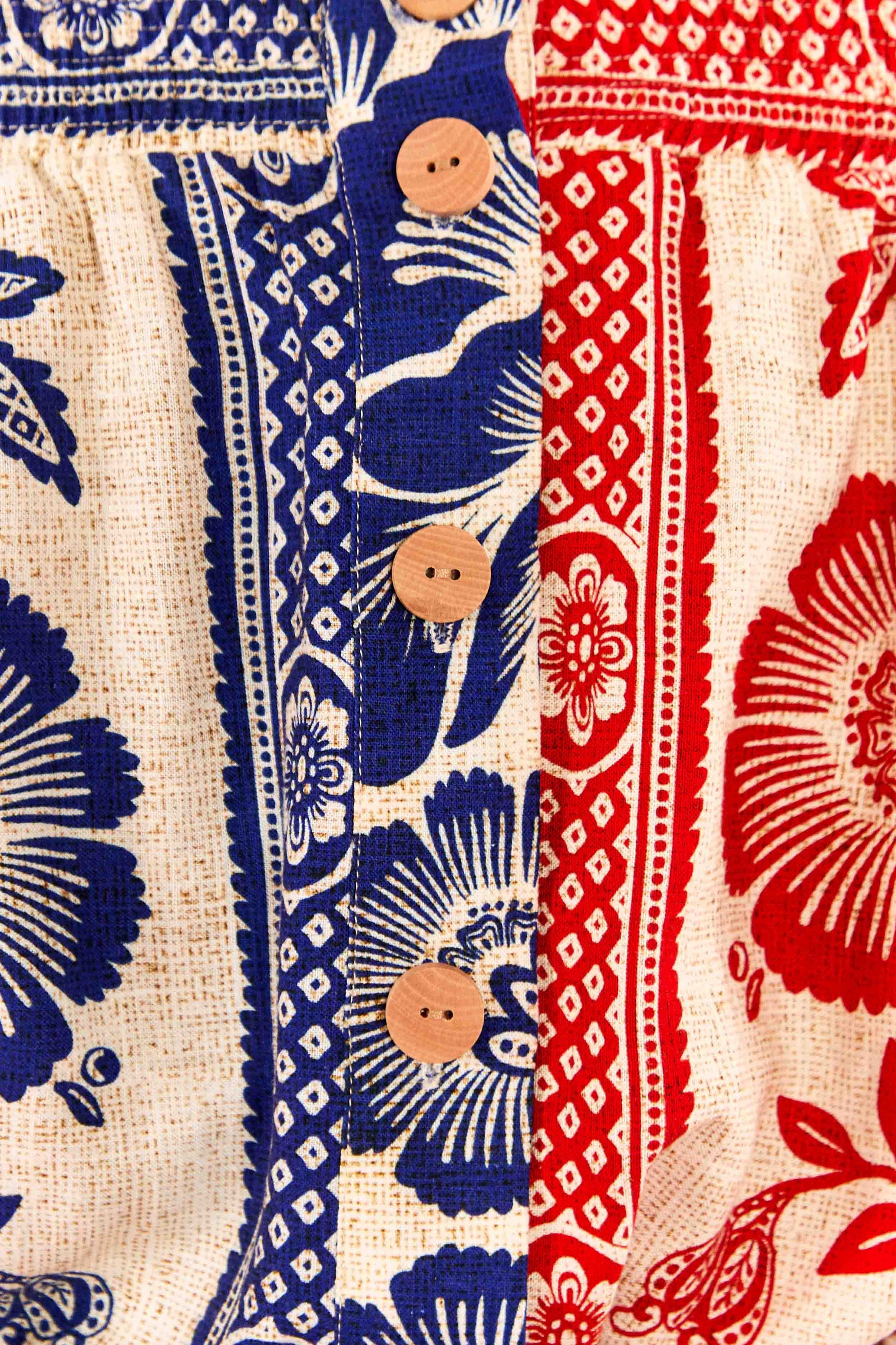 Robe courte Jardin d'ananas en lin - Rouge