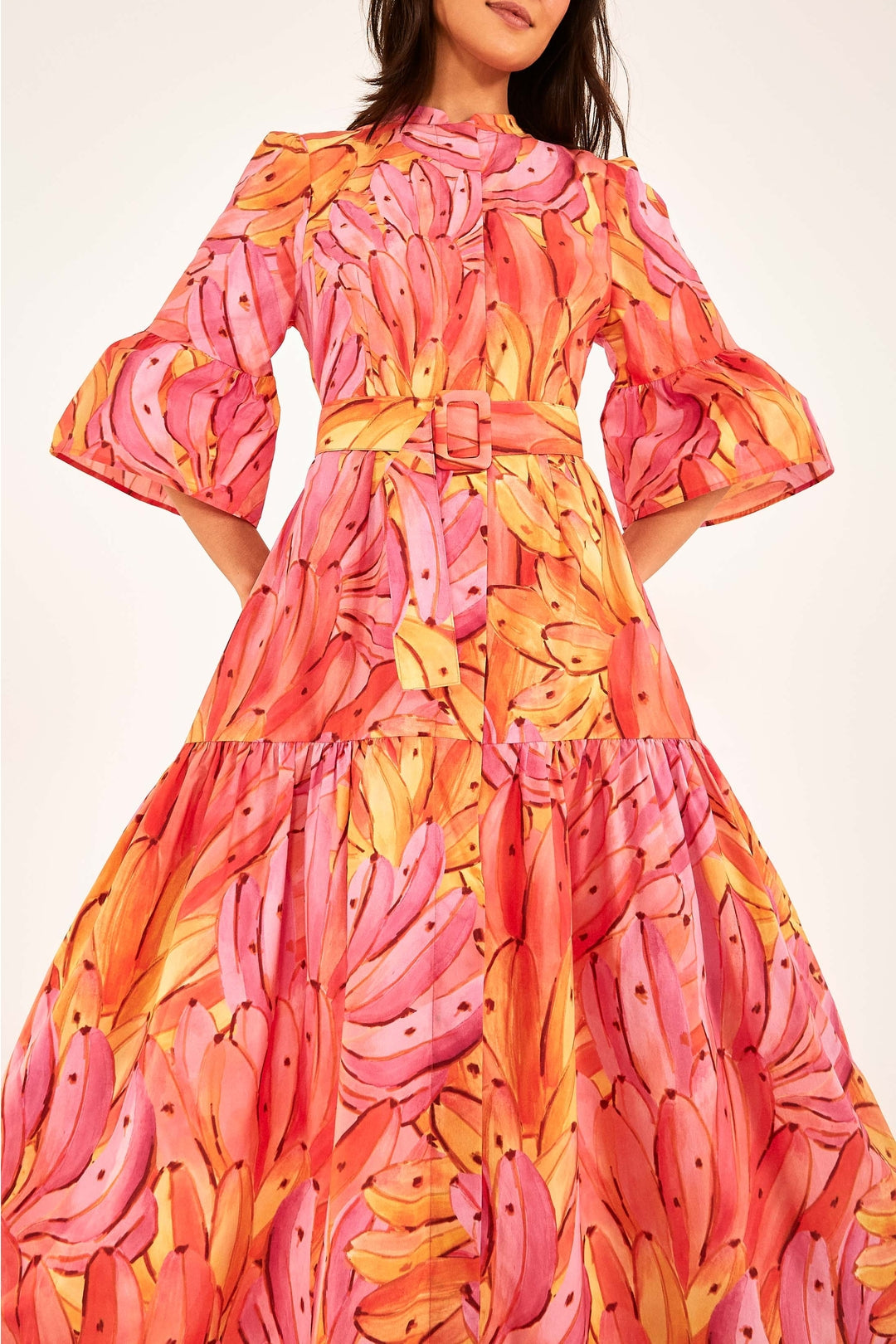 Robe midi Ombre Bananas en coton - Rose