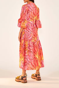 Robe midi Ombre Bananas en coton - Rose