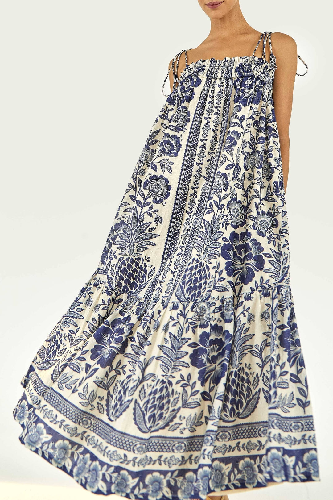 Robe longue Pineapple Garden - Bleu