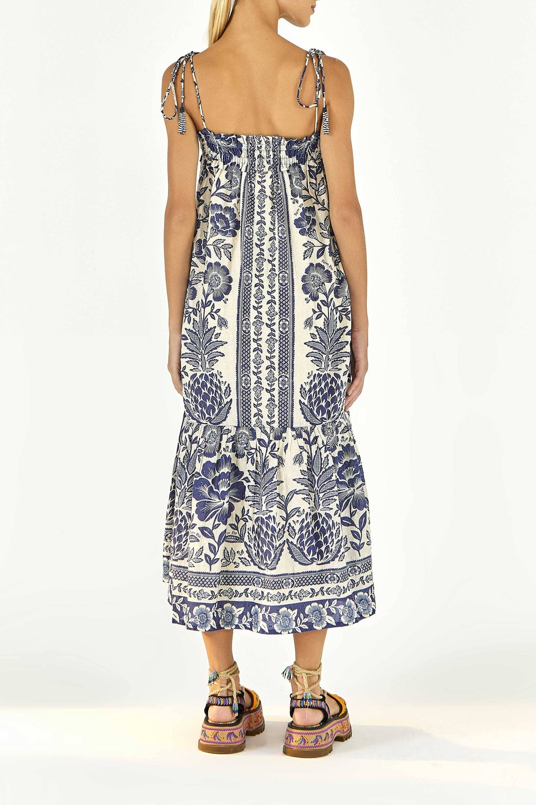 Robe longue Pineapple Garden - Bleu