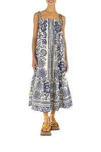 Robe longue Pineapple Garden - Bleu