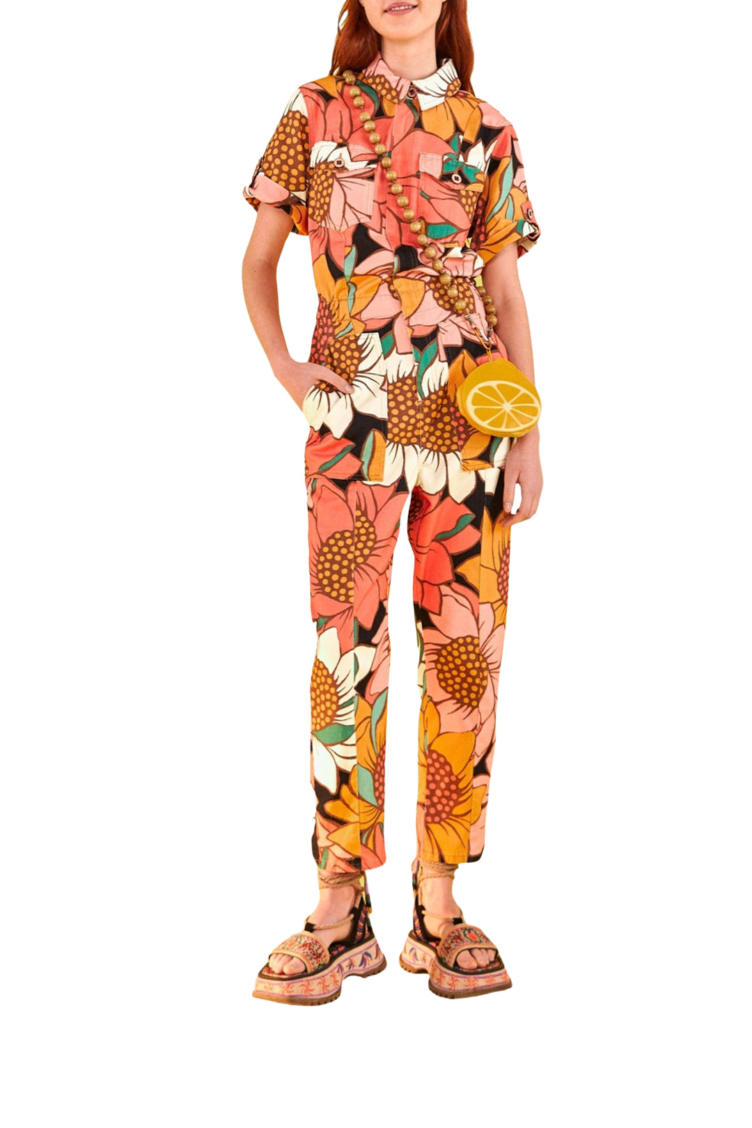 Cotton sunflower jumpsuit - Multicolour