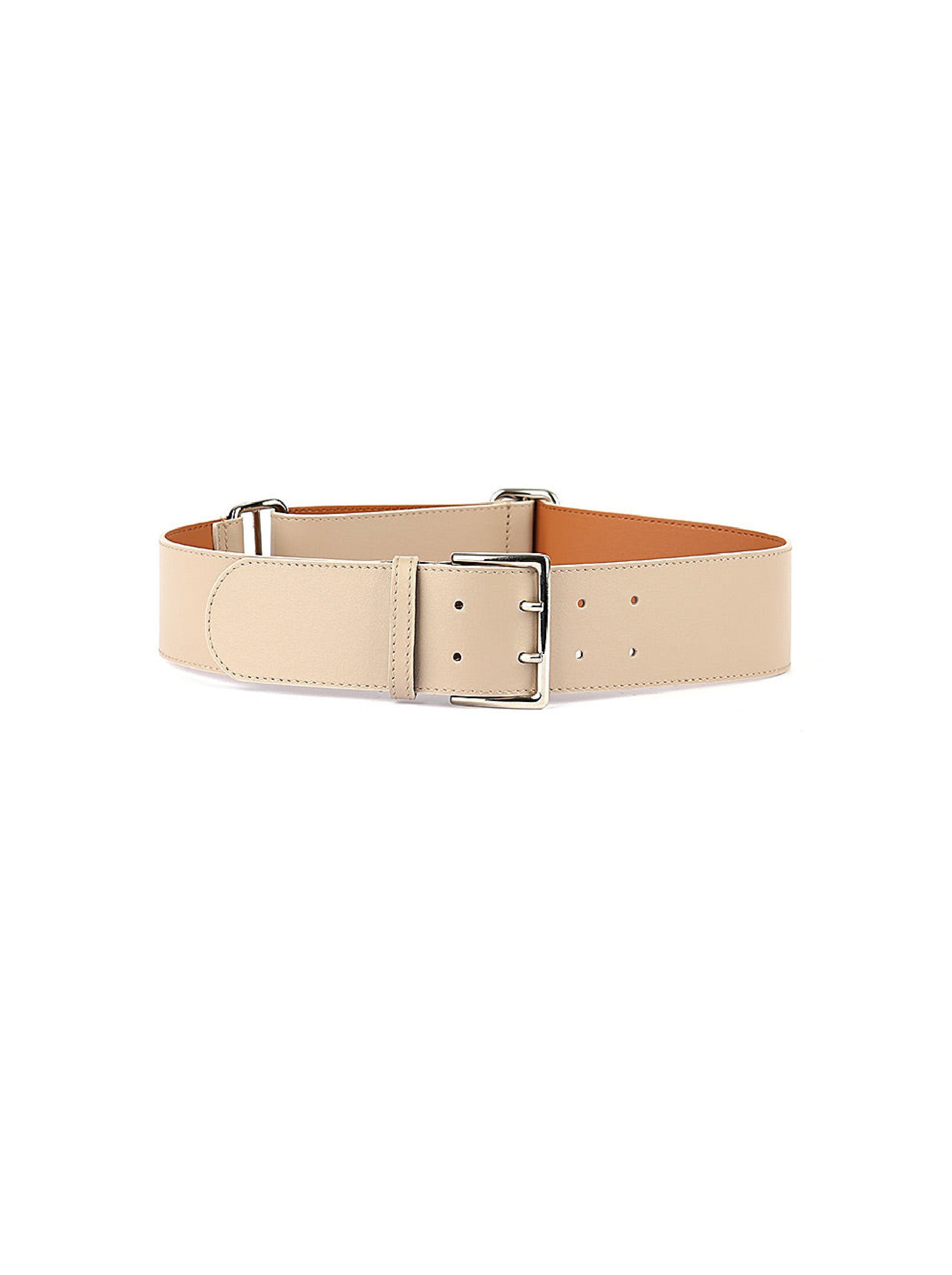 Ceinture en cuir à boucle - Beige