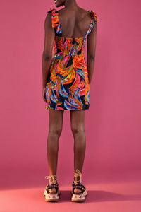 Robe courte Bananas Rainbow en lin - Multicolore